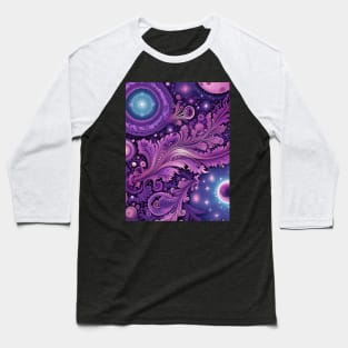 Other Worldly Designs- nebulas, stars, galaxies, planets with feathers Baseball T-Shirt